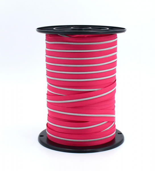 Endlosreißverschluss metallisiert schmal pink/ silber (1m)